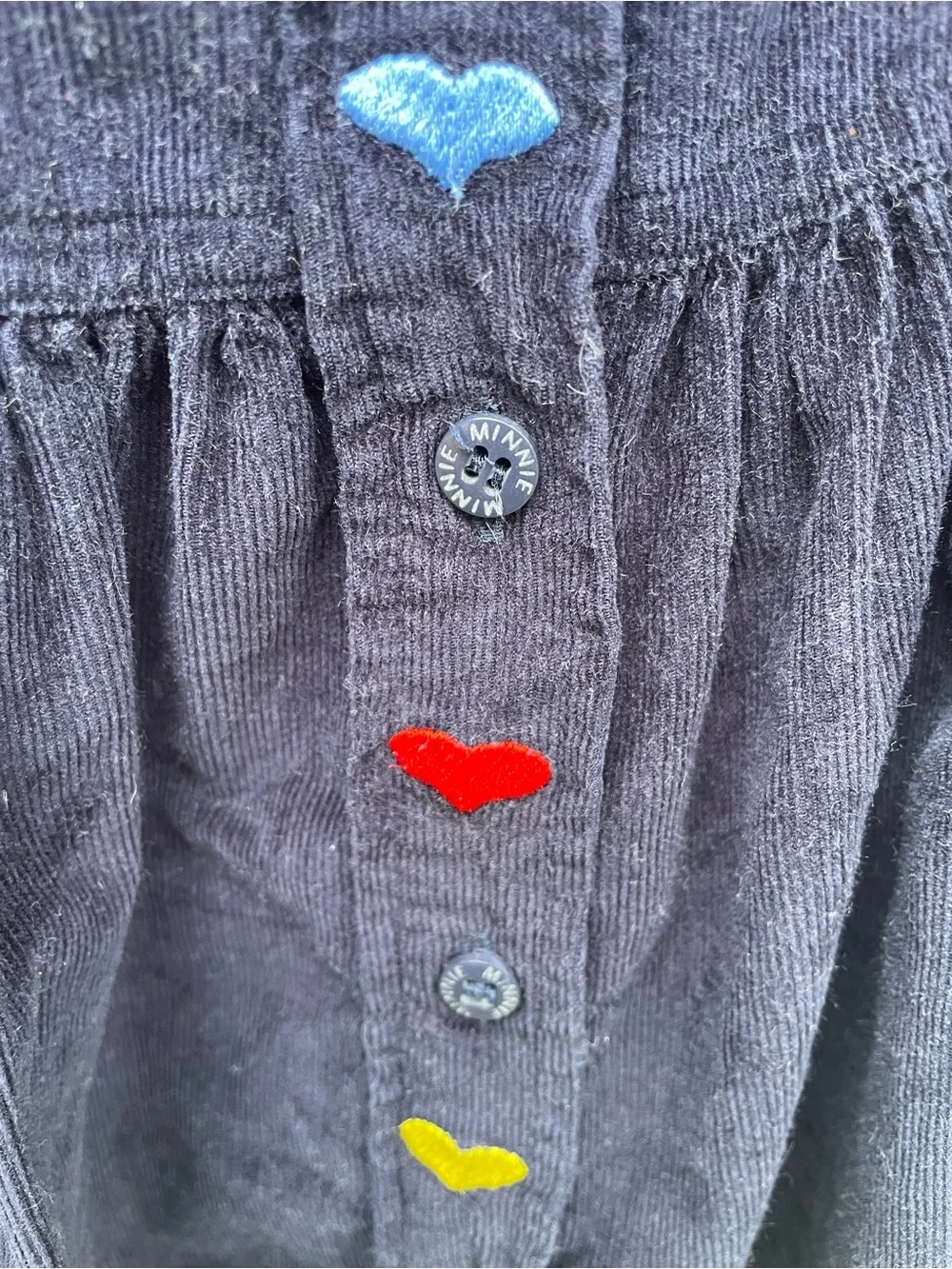 Vintage Disney Minnie Mouse Corduroy Button-Front Dress with Embroidered Accents